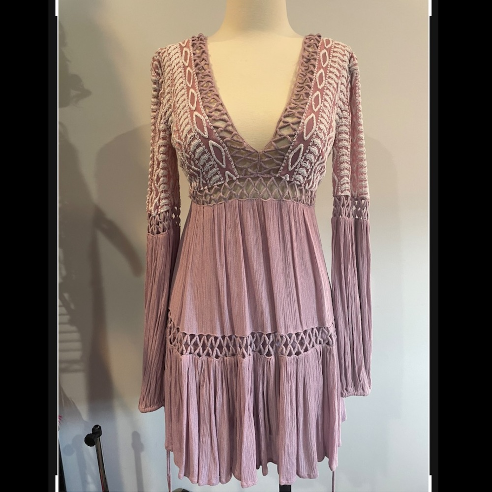 Free People mini crochet dress.